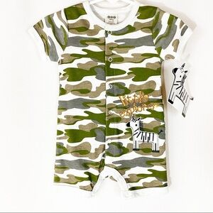 NWT CJP Baby Boy’s Camo Zebra Romper